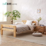 茵曼home简约现代中式全实木木板纯松木实木床双人床儿童床单人床