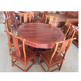 红木家具/缅甸花梨木1.28米圆形餐桌实木饭桌台餐椅古典中式家具