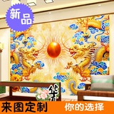 3D立体整张中式中国龙双龙戏珠大型壁画酒店大堂客厅沙发背景墙纸