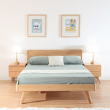 全实木床日式北欧宜家MUJI风格家具原木色1.5 1.8米双人床 橡木床