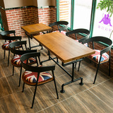 工业风怀旧铁艺实木茶餐厅漫咖啡桌椅酒吧饭店复古创意水管桌椅