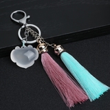 高档汽车钥匙扣挂件白水晶平安锁创意韩国个性可爱挂饰简约饰品