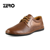 Zero零度休闲皮鞋镂空皮鞋真皮头层牛皮超软舒适透气流行男鞋