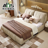 林氏家具现代简约布艺床软床双人床1.5m1.8米绒布床可拆洗R239#
