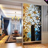 3d立体玄关壁纸大型壁画过道走廊欧式竖版背景墙纸装饰画油画花卉