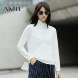 Amii[极简主义] 2016秋新款个性高领宽松大码显瘦套头长袖卫衣女