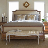 美式乡村布艺双人床实木做旧复古1.8米公主床卧室欧式新古典婚床