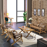 北欧复古实木休闲桌椅单人沙发椅子简约现代咖啡厅酒店会所洽谈椅
