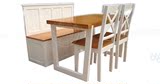 地中海小户型餐桌美式乡村风格实木卡座 坐箱 定制做旧餐桌椅组合