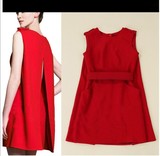 韩国2016春装新款卓雅高端气质修身红色假两件背心裙子连衣裙女装