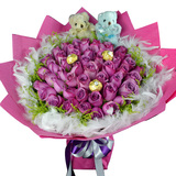 52朵昆明紫玫瑰巧克力重庆生日鲜花同城速递鞍山成都大连市区送花