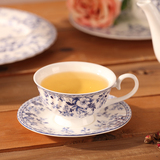青花 高档骨瓷浮雕咖啡杯碟套装 简约英式下午茶红茶茶具外贸出口