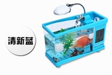 水族箱小鱼缸 创意办公桌鱼缸 带台灯笔筒显示钟多功能迷你型