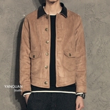 原创冬季韩版修身夹克衫日系拼皮jacket个性工装青年外套潮流男装