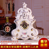 科琳娜 欧式奢华宫廷陶瓷座钟创意象牙瓷鎏金闹钟台钟装饰摆件