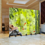 防水布艺酒店客厅书房个性现代简约隔断屏风时尚家居折叠绿竹双面