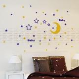 3d水晶立体墙贴儿童房可爱卡通床头卧室幼儿园亚克力墙贴星星月亮