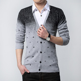 春季装 韩版男装 男士毛衣青年开衫外套V领针织衫毛线衫衣服上衣
