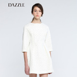 DAZZLE地素 春装新品 复古蕾丝面料镂空收腰七分袖连衣裙 251O603