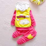 童装秋冬男女童套装2015新款儿童运动卫衣加厚保暖卡通纯棉三件套