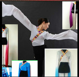藏族舞蹈水袖 水袖古典舞蹈服 练习服 七彩边水袖 花边水袖演出服
