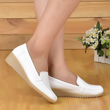 护士鞋白色夏季  坡跟牛筋底  透气防臭防滑工作鞋 单鞋 妈妈鞋