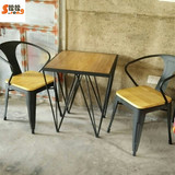 美式复古咖啡厅桌椅休闲奶茶甜品店椅子铁艺实木茶餐厅餐桌椅组合
