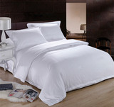 床上用品纯棉四件套纯白纯色全棉三件套宾馆酒店双人单人学生宿舍