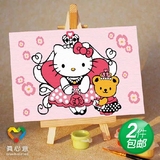 真心意手工DIY数字油画数码自己填涂上色KT猫与小熊公主卡通动漫