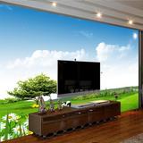 大型壁画 现代田园风景客厅电视卧室温馨背景墙纸壁纸蓝天草地