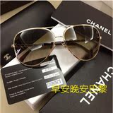 代购正品 香奈儿Chanel4194Q链条皮革男女款大框太阳蛤蟆偏光墨镜