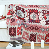 波西米亚波菱格加厚棉麻线毯地毯装饰毯沙发巾盖毯钢琴罩多功能毯