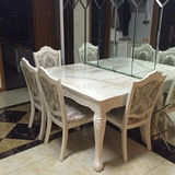 新款欧式餐桌椅组合田园式小户型长方形大理石餐桌椅6人实木饭桌