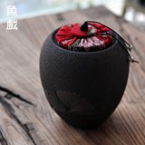 鱼戏 茶叶罐 陶瓷 密封罐 粗陶复古 大号茶叶包装 普洱茶罐