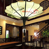 中式灯笼吊灯古典艺术手绘画布艺灯具新中式酒店会所客厅阳台灯饰