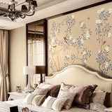3D古典中式花鸟酒店客厅电视沙发卧室背景墙无缝丝绸墙纸壁画壁纸