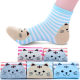 女士短袜大童中学生中筒礼盒袜子女春夏季全棉袜韩国可爱猫咪女袜