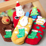 秋冬亲子袜圣诞地板袜加厚保暖珊瑚绒防滑婴儿宝宝儿童学步女袜子