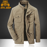 AFS JEEP战地 吉普工装大码外套秋冬季立领男中老年加绒男装夹克