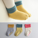 冬季韩国全棉春秋彩色防滑儿童袜宝宝婴儿地板袜保暖毛巾袜新生儿