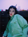 2015韩国冬季新款古着原宿港风外穿打底厚实灯芯绒衬衣衬衫外套女