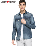 JackJones杰克琼斯男装新款夏季纯棉修身牛仔长袖衬衫O|216105010