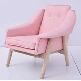 日韩式真皮沙发 儿童实木橡木胡桃木真皮沙发 双胞胎粉色公主座椅