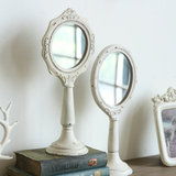 欧式镜子梳妆台化妆镜子台式手柄镜书房书桌摆件树脂创意复古饰品