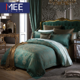 梦洁出品 MEE 提花四件套 简约被套床单欧式床上用品1.8m 天鹅堡