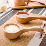 居家家 日式榉木长手柄米瓢大汤勺 实木厨具用品木水瓢木勺子水勺
