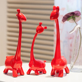 摆件现代简约创意摆件家居饰品客厅摆件摆设长颈鹿树脂摆设中国红