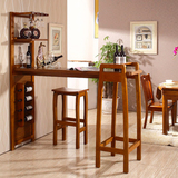 中式实木吧台桌 家用 隔断客厅 酒吧桌橡木烤漆 酒柜 现代简约