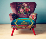 新古典个性布艺单人沙发椅/欧式田园实木休闲椅老虎椅设计师家具