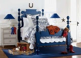 设计师创意地中海风格家具 美式乡村深蓝色样板房儿童卧室单人床